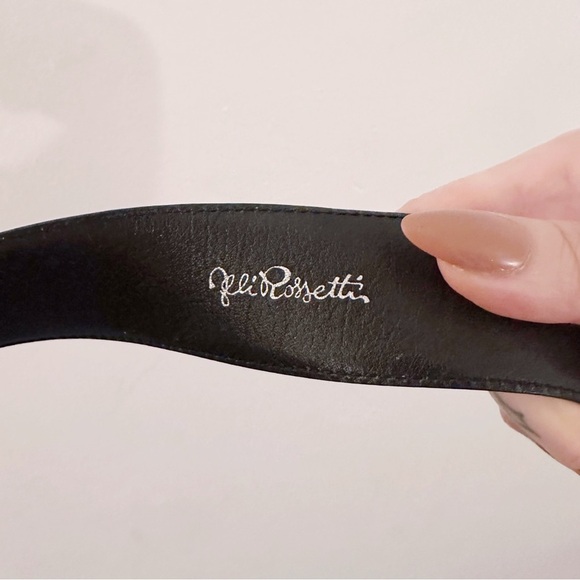 Eli Rossetti Black Leather Belt with Silver Buckle - Picture 3 of 5